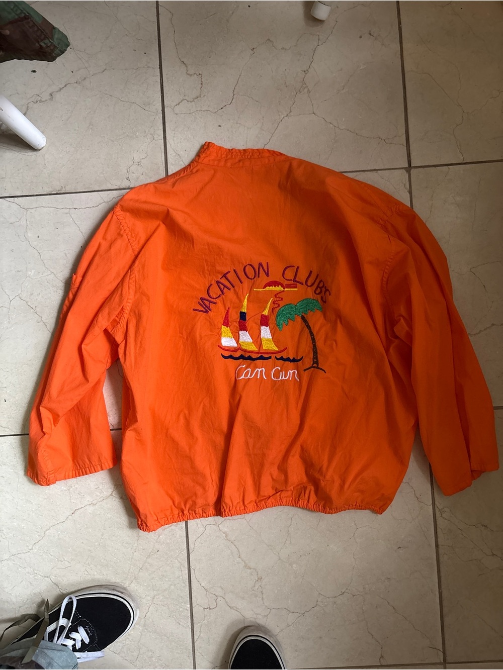 Vintage Orange Vacation Club Embroidered Windbreaker Jacket
